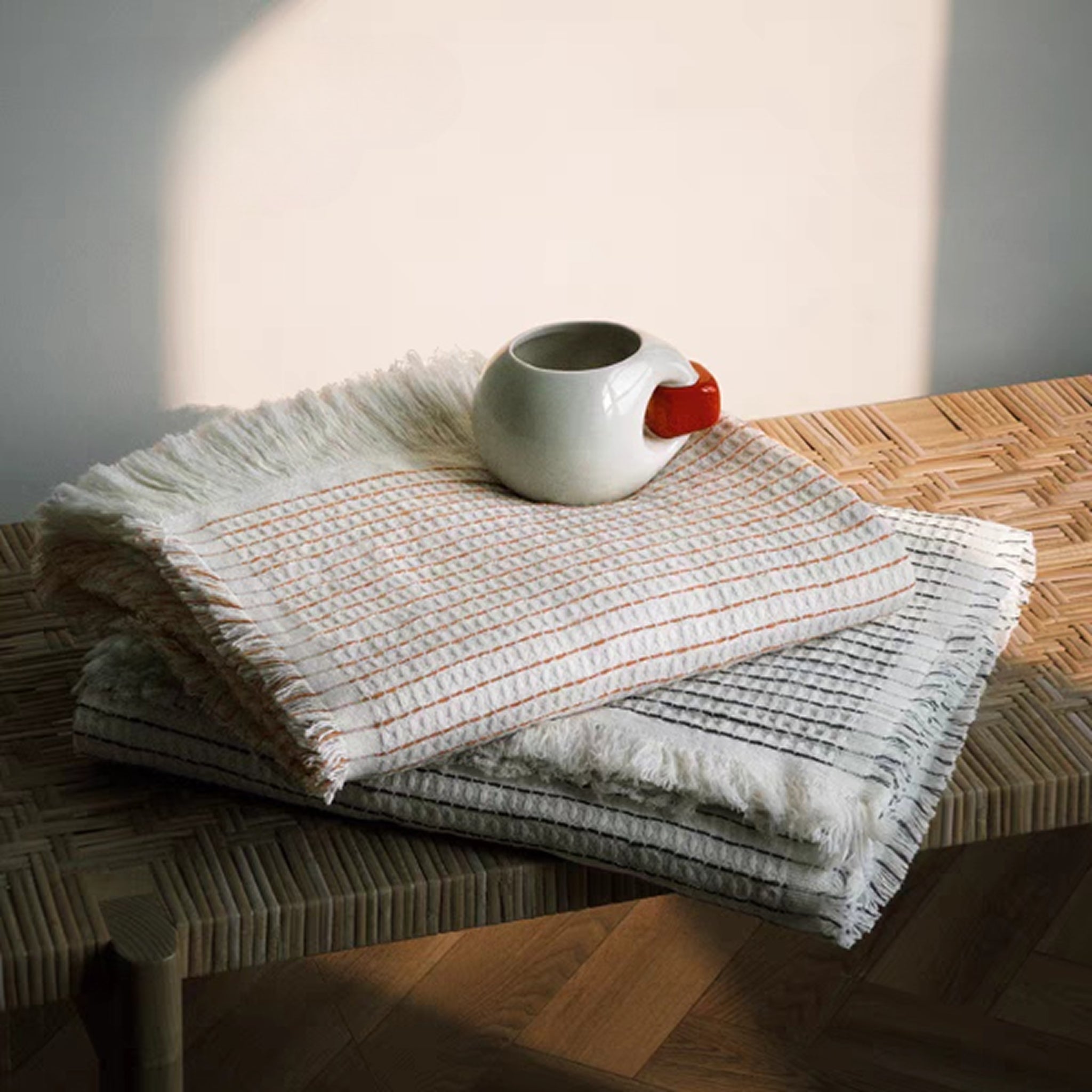 Avalon Throw - White with Red Stripes