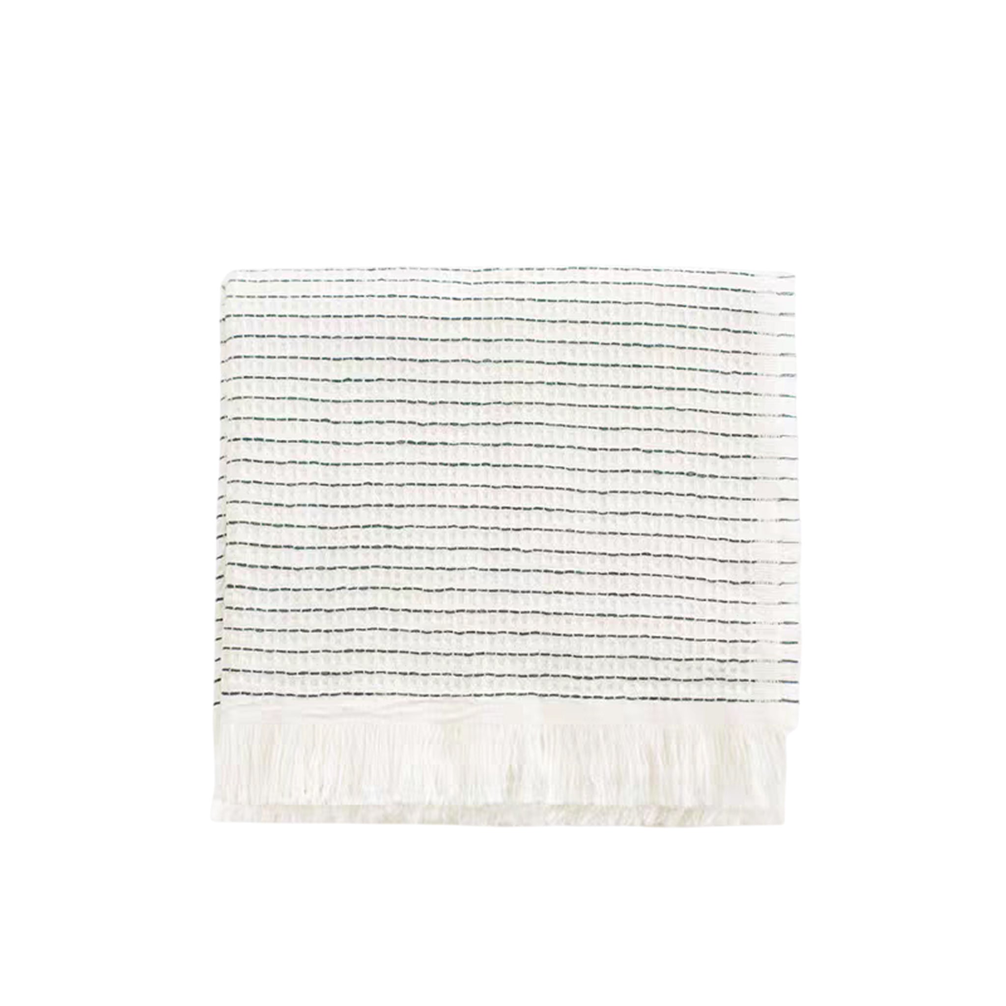 Avalon Throw - White with Green Stripes
