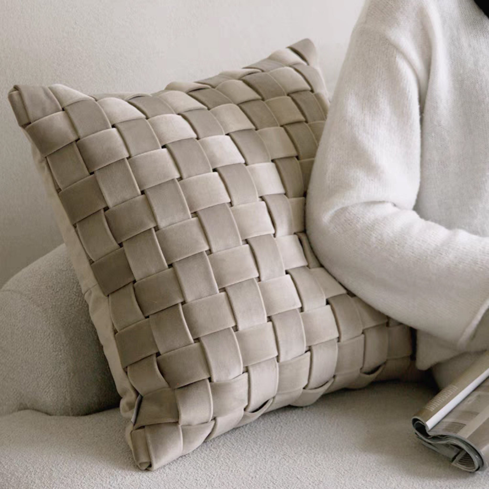 Braided Pillow - White