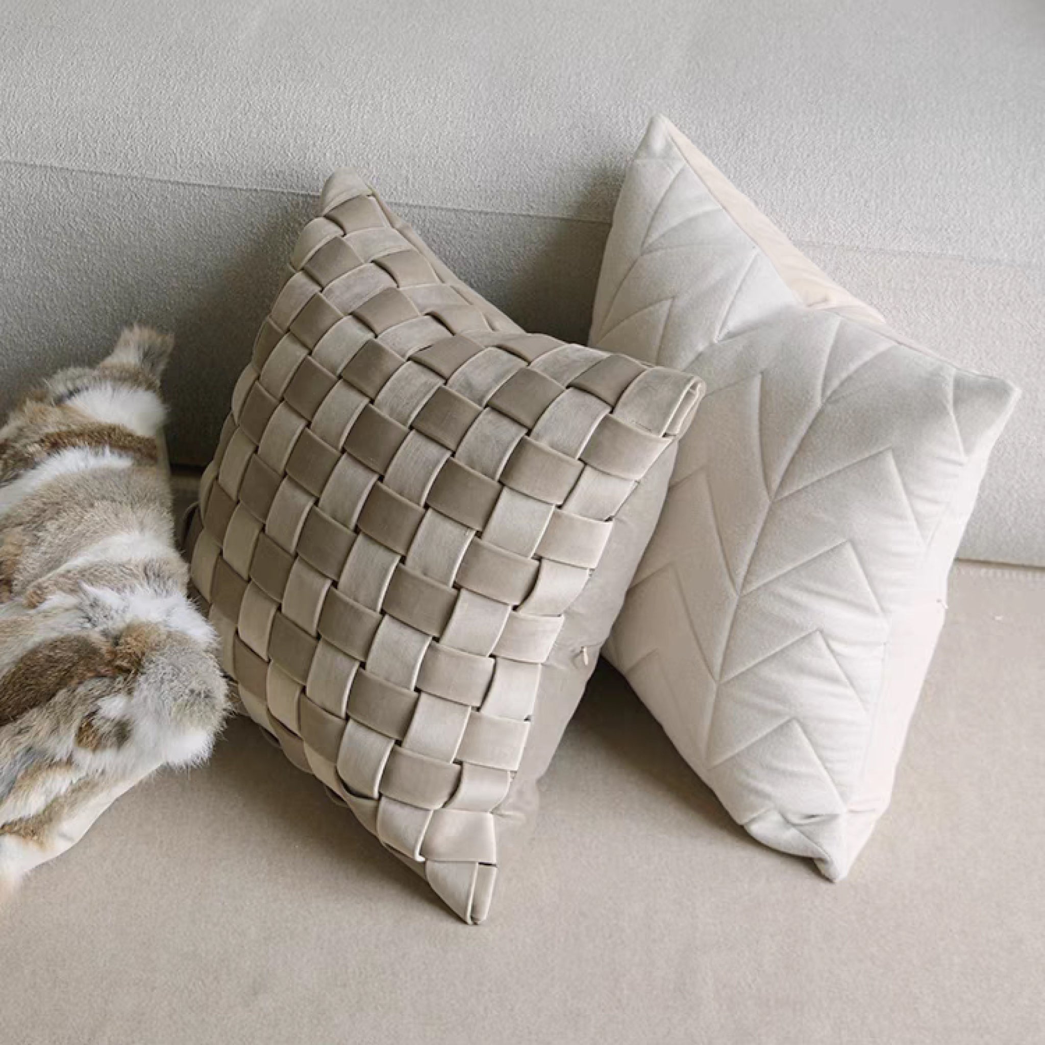 Braided Pillow - White