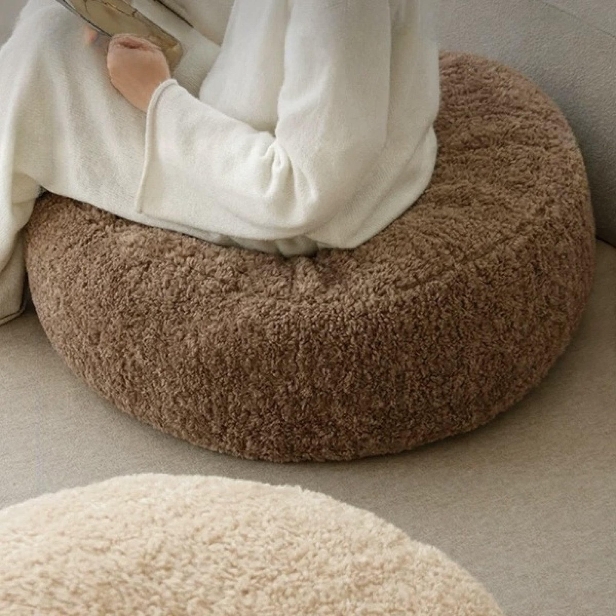 Bowen Round Pouf - Brown