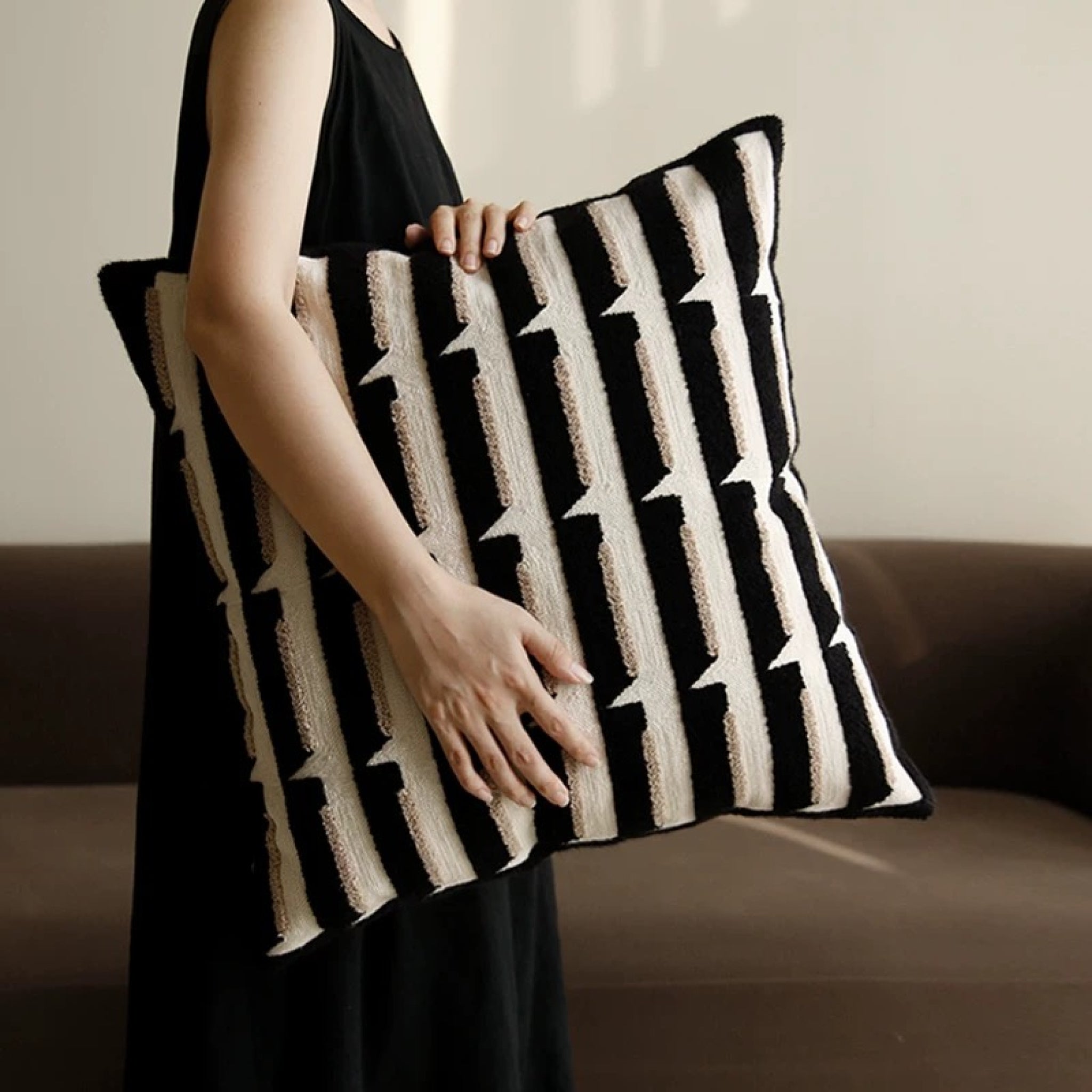 Stria Square Pillow - Black & White