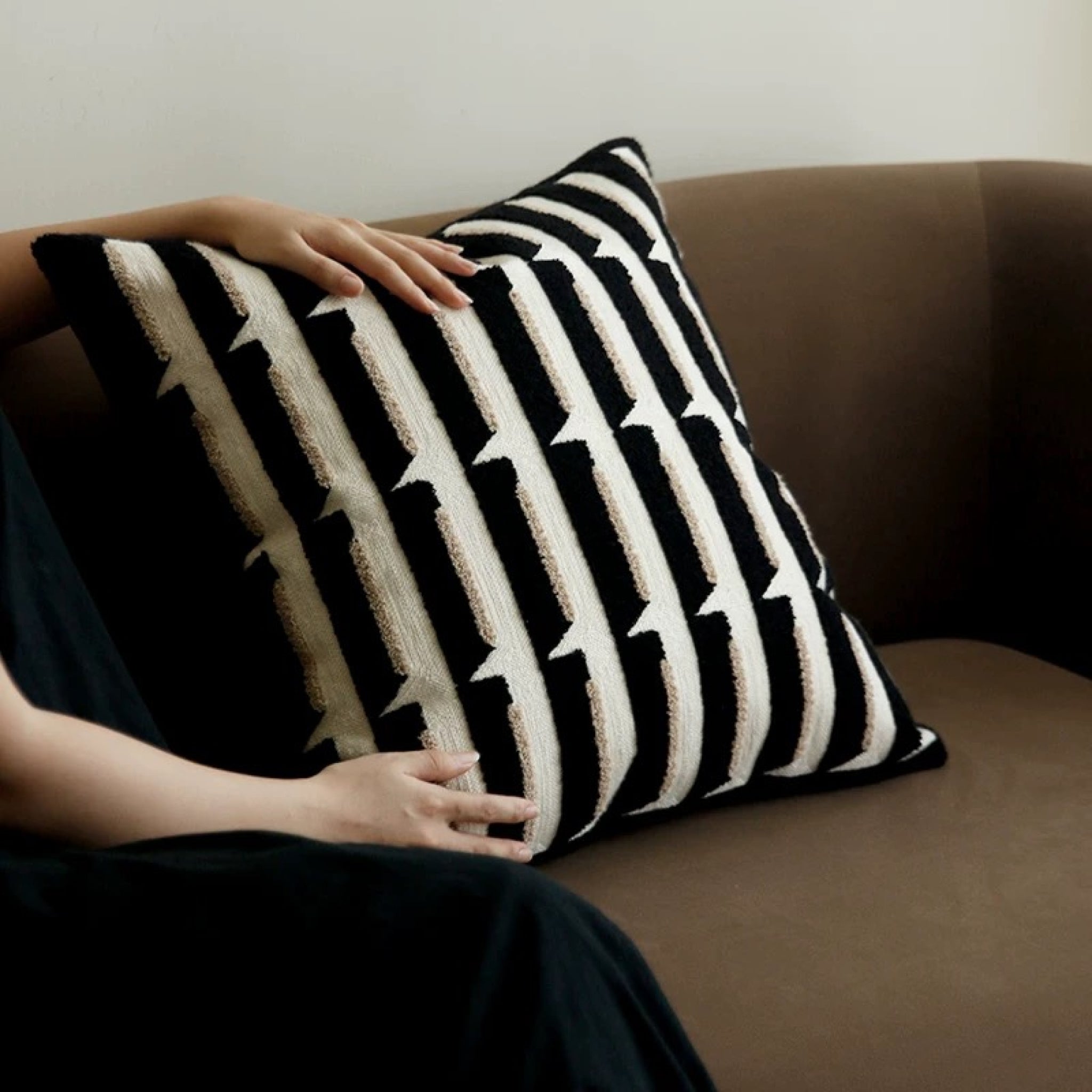 Stria Square Pillow - Black & White