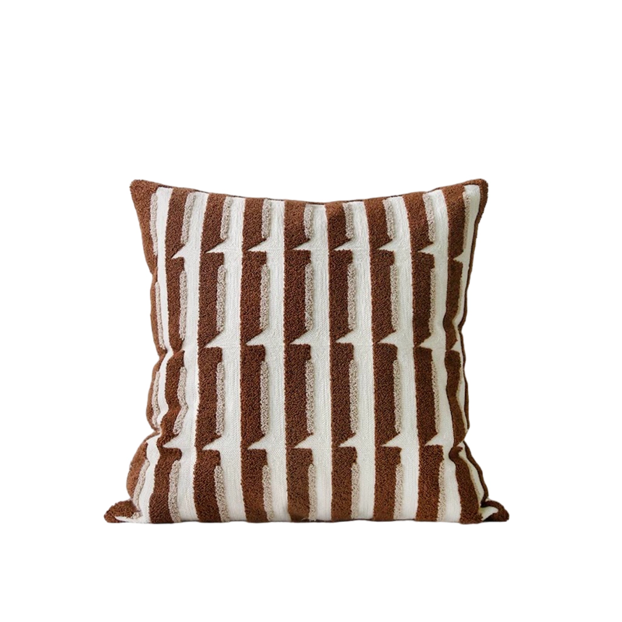 Stria Square Pillow - Brown & White